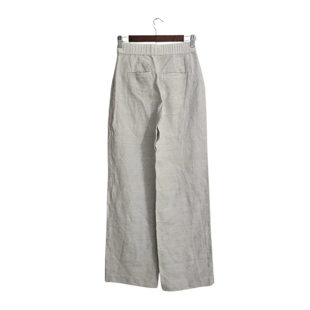 Aritzia The Effortless High Rise Wide Leg Linen Twill Pant In Cool Beige Sz 0